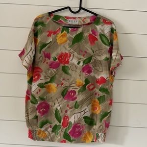 Vintage Size M RUSS 1980’s Poptop Floral boat neck  Union made